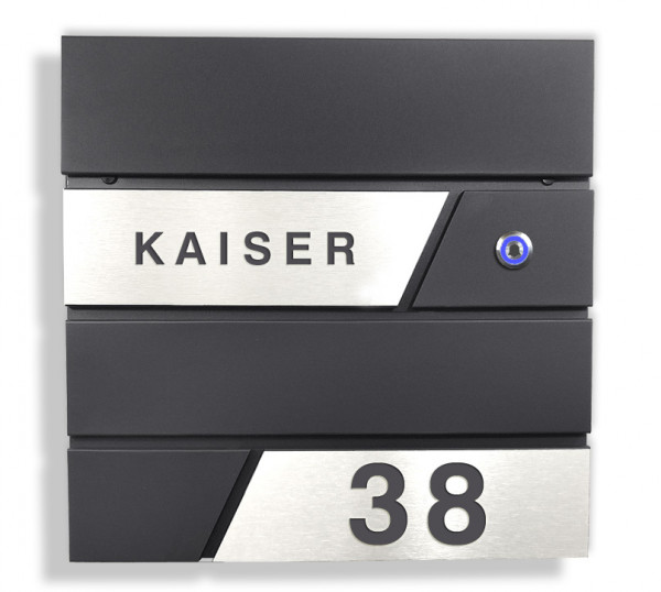 Prime Post 91, Klingel-Briefkasten,Edelstahl, Design,mit Klingel, Wandbriefkasten, Wetterfest, Standbriefkasten