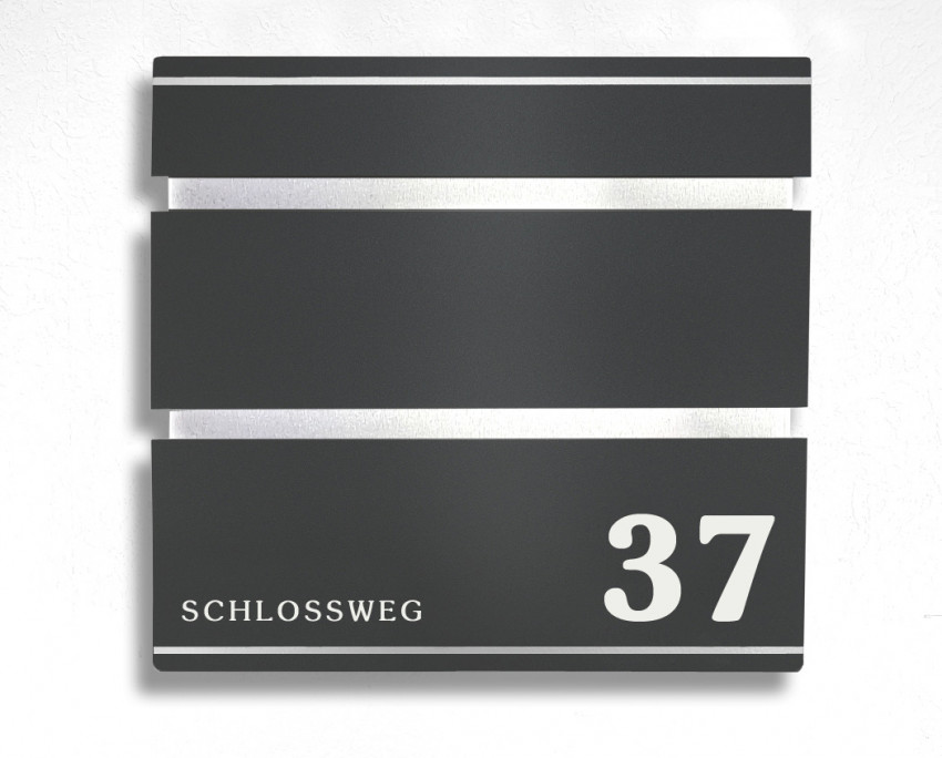 Prime22,Design, Briefkasten,Edelstahl,Anthrazit,Beschriftung,mit Straße , und Nummer,